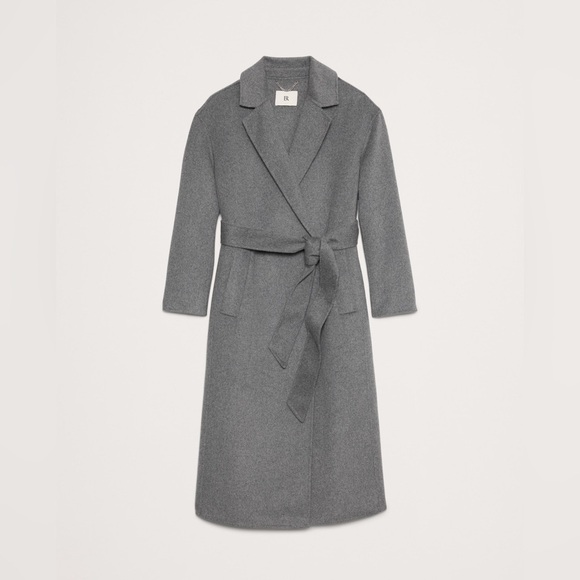 NWT! Banana Republic Black DOUBLE-FACED WRAP COAT 🔹 - Picture 4 of 11